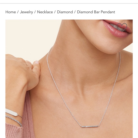 Silver Diamond Bar Necklace - Picture 2 of 7
